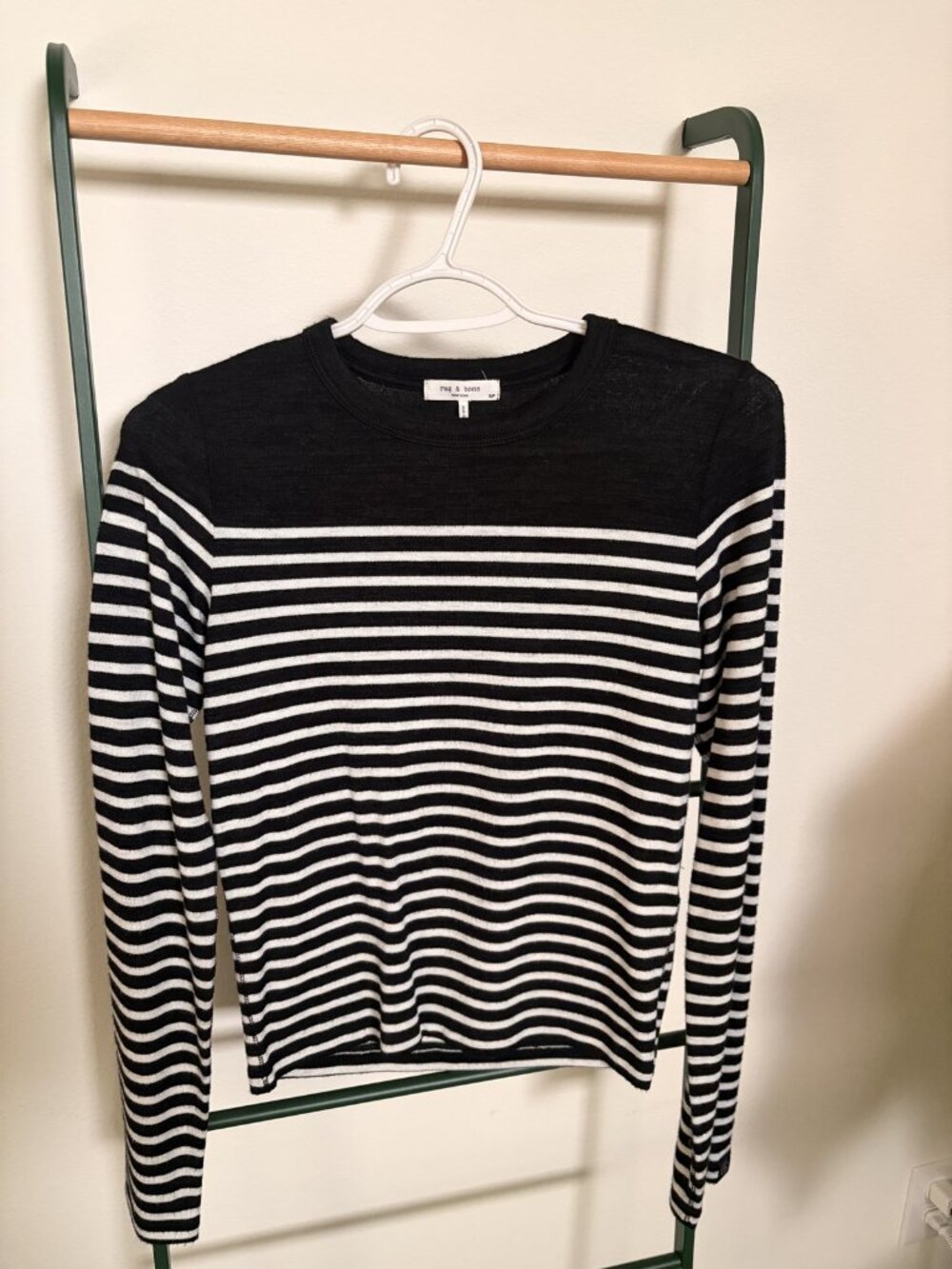 rag & bone Black White Striped Long Sleeve Top S